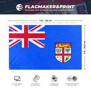 A mockup depicting custom flag specifications and measurements for 'Alberta flag'