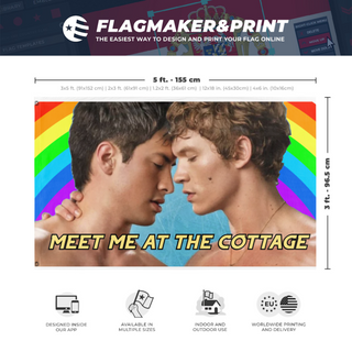 A mockup depicting custom flag specifications and measurements for 'edc flag'