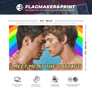 A mockup depicting custom flag specifications and measurements for 'edc flag 2 side'