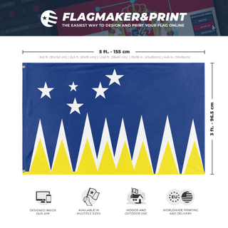 A mockup depicting custom flag specifications and measurements for 'Magalines flag'