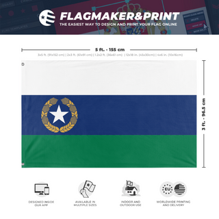 A mockup depicting custom flag specifications and measurements for 'Laitian Republic flag'