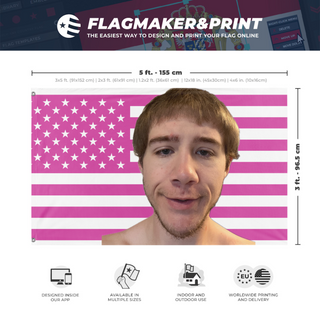 A mockup depicting custom flag specifications and measurements for 'Aaron flag'