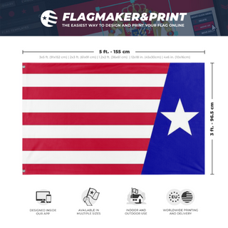 A mockup depicting custom flag specifications and measurements for 'NFFA flag'