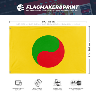 A mockup depicting custom flag specifications and measurements for 'china flag'