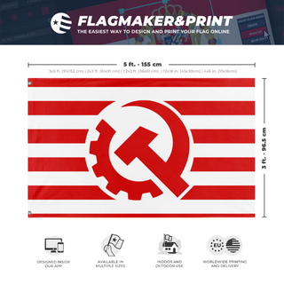 A mockup depicting custom flag specifications and measurements for 'rual army'