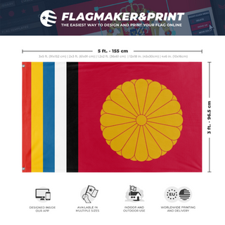 A mockup depicting custom flag specifications and measurements for 'chuko kaserredux flag'