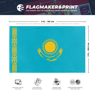 A mockup depicting custom flag specifications and measurements for 'vbncg fxgrhtnmh flag'
