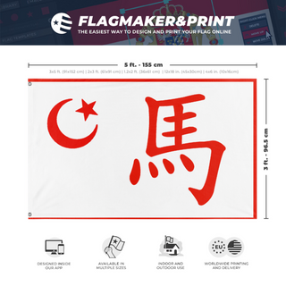 A mockup depicting custom flag specifications and measurements for 'great ma'