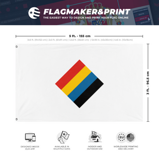 A mockup depicting custom flag specifications and measurements for 'republic of china'