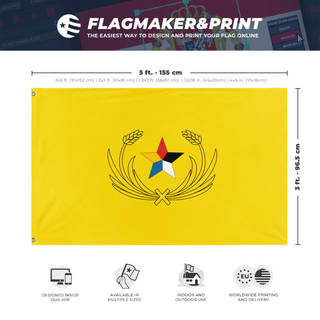 A mockup depicting custom flag specifications and measurements for 'i dont remeber their flag'