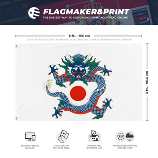 A mockup depicting custom flag specifications and measurements for 'another warlorf flag'