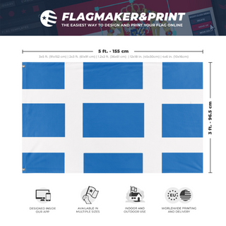 A mockup depicting custom flag specifications and measurements for 'another warlord china flag'