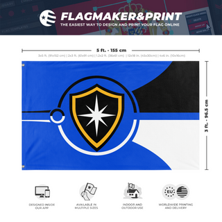 A mockup depicting custom flag specifications and measurements for 'New Citadel flag'