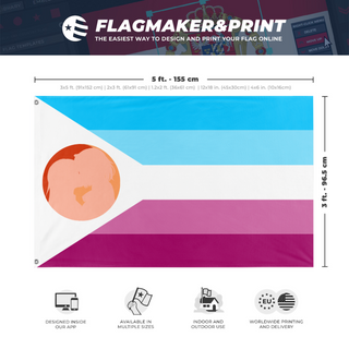 A mockup depicting custom flag specifications and measurements for 'TGK flag'