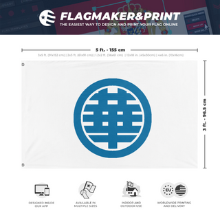 A mockup depicting custom flag specifications and measurements for 'nanjing provionsla goverment'