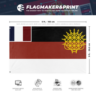 A mockup depicting custom flag specifications and measurements for 'anataolian occpution zone'
