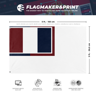 A mockup depicting custom flag specifications and measurements for 'bosphours navil authority'