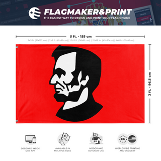 A mockup depicting custom flag specifications and measurements for 'army of perpitaul resistance'