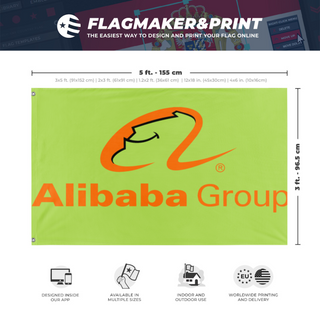 A mockup depicting custom flag specifications and measurements for 'ma clique'