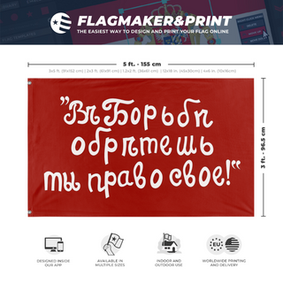 A mockup depicting custom flag specifications and measurements for 'SR Flag'