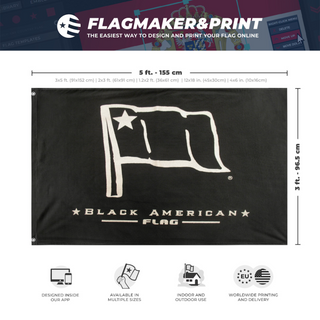 A mockup depicting custom flag specifications and measurements for 'Bflag'