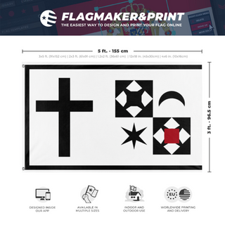 A mockup depicting custom flag specifications and measurements for '4 flag'