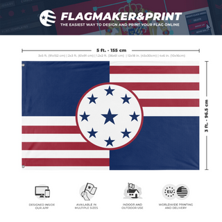 A mockup depicting custom flag specifications and measurements for 'Republic flag'