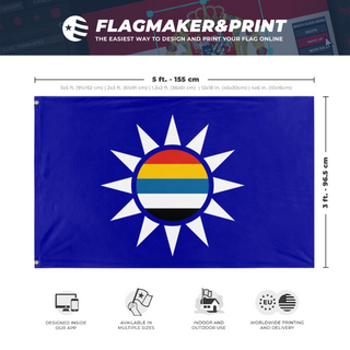 A mockup depicting custom flag specifications and measurements for 'republic of china  flag'