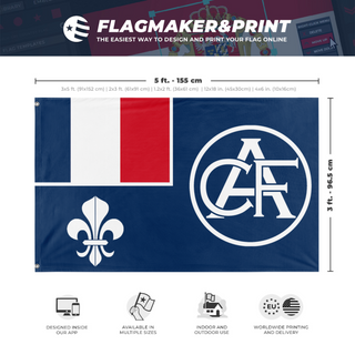 A mockup depicting custom flag specifications and measurements for 'french africa flag'