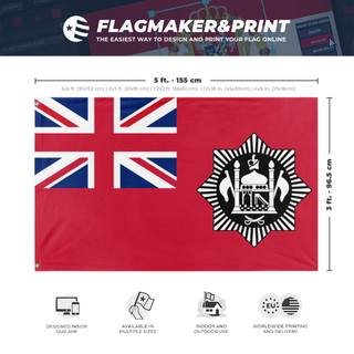 A mockup depicting custom flag specifications and measurements for 'dominion of Afghanstan  flag'