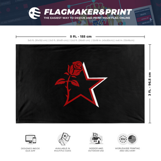 A mockup depicting custom flag specifications and measurements for 'ngnm flag'