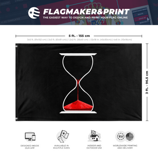 A mockup depicting custom flag specifications and measurements for 'The Seaker flag'