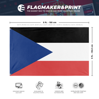 A mockup depicting custom flag specifications and measurements for 'columia flag'