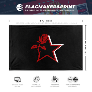 A mockup depicting custom flag specifications and measurements for 'ngnm flag'
