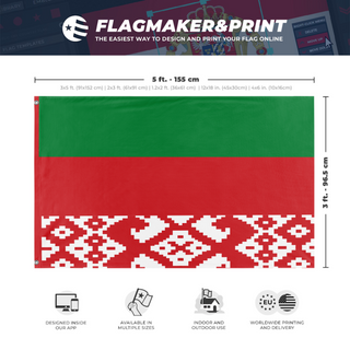 A mockup depicting custom flag specifications and measurements for 'milinand flag'