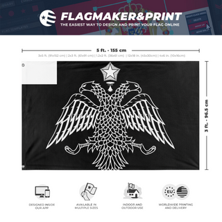 A mockup depicting custom flag specifications and measurements for 'f flag'