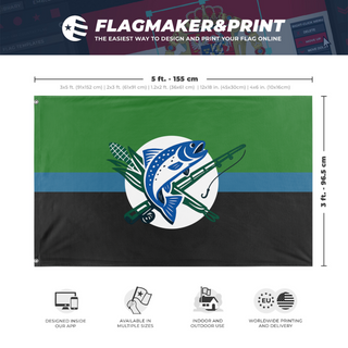 A mockup depicting custom flag specifications and measurements for 'Black Earth flag'