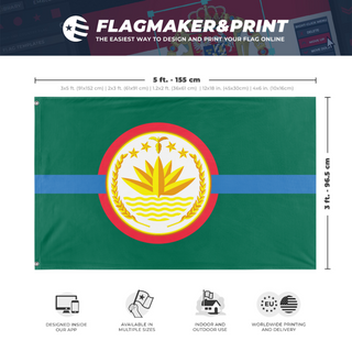 A mockup depicting custom flag specifications and measurements for 'Redesign of Bangladesh flag'