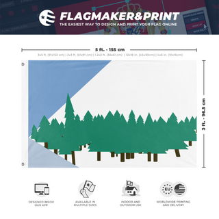 A mockup depicting custom flag specifications and measurements for '44 spruce flag'