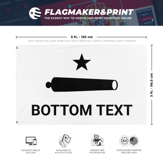 A mockup depicting custom flag specifications and measurements for 'GONZALES HOSS flag'