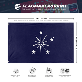 A mockup depicting custom flag specifications and measurements for 'Pacific Federation flag'