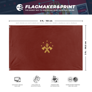 A mockup depicting custom flag specifications and measurements for 'FBF flag'