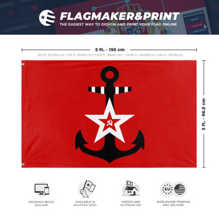 A mockup depicting custom flag specifications and measurements for 'Soviet Pacific Fleet Flag'