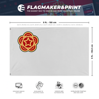 A mockup depicting custom flag specifications and measurements for 'althist RP flag'