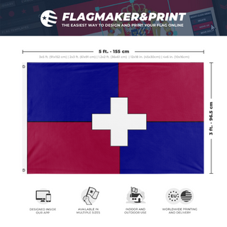 A mockup depicting custom flag specifications and measurements for 'Leyman Signal flag'
