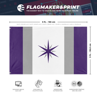 A mockup depicting custom flag specifications and measurements for 'An flag'