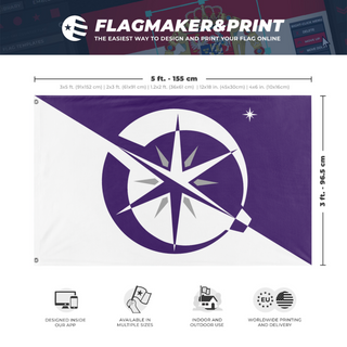 A mockup depicting custom flag specifications and measurements for 'Ans flag'