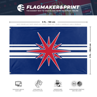 A mockup depicting custom flag specifications and measurements for 'ANN flag'
