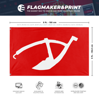 A mockup depicting custom flag specifications and measurements for 'peasent republic of china flag'