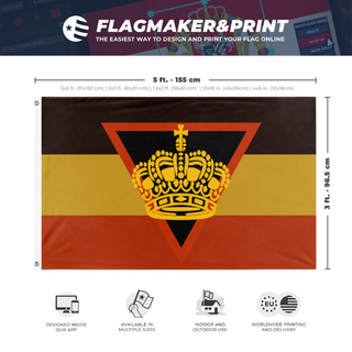 A mockup depicting custom flag specifications and measurements for 'Leopoldist flag'